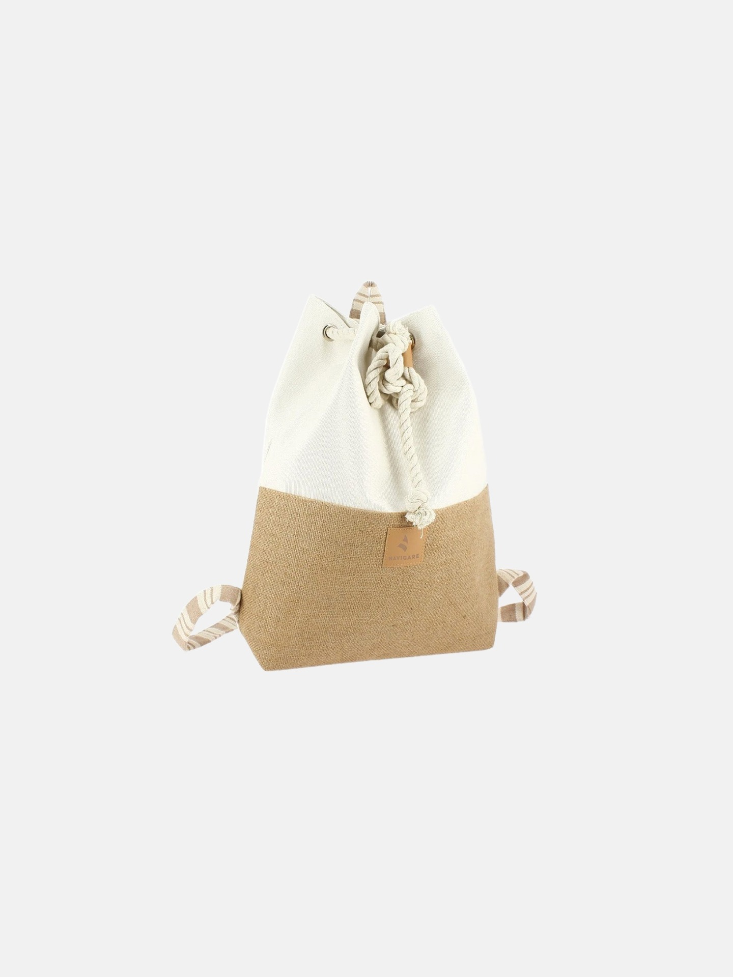 Borsa Zaino Unisex Beige Colour Blocking con Cordoncini Regolabili UNICA