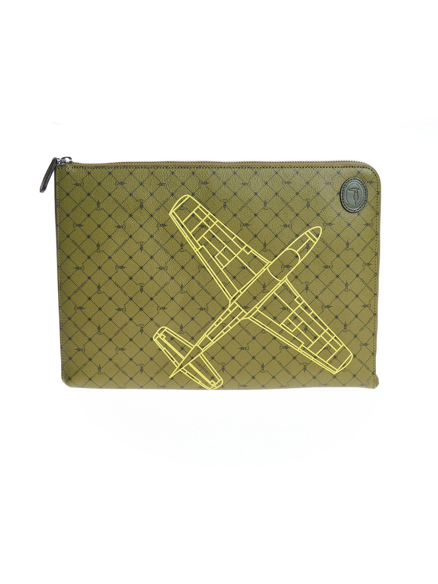 Pochette Uomo Trussardi Recycled Leather Aereo - Chiusura Zip
