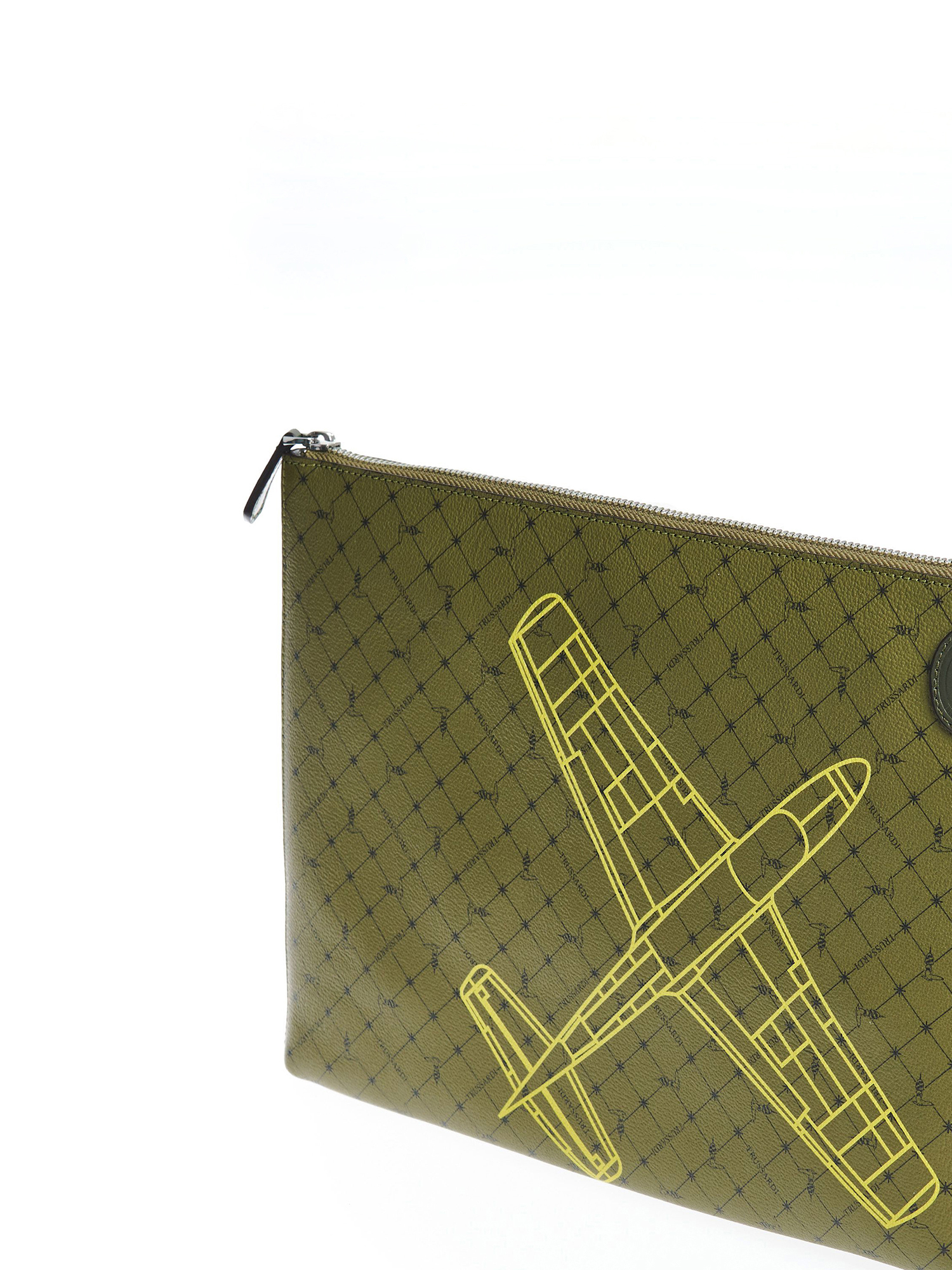 Pochette Uomo Trussardi Recycled Leather Aereo - Chiusura Zip