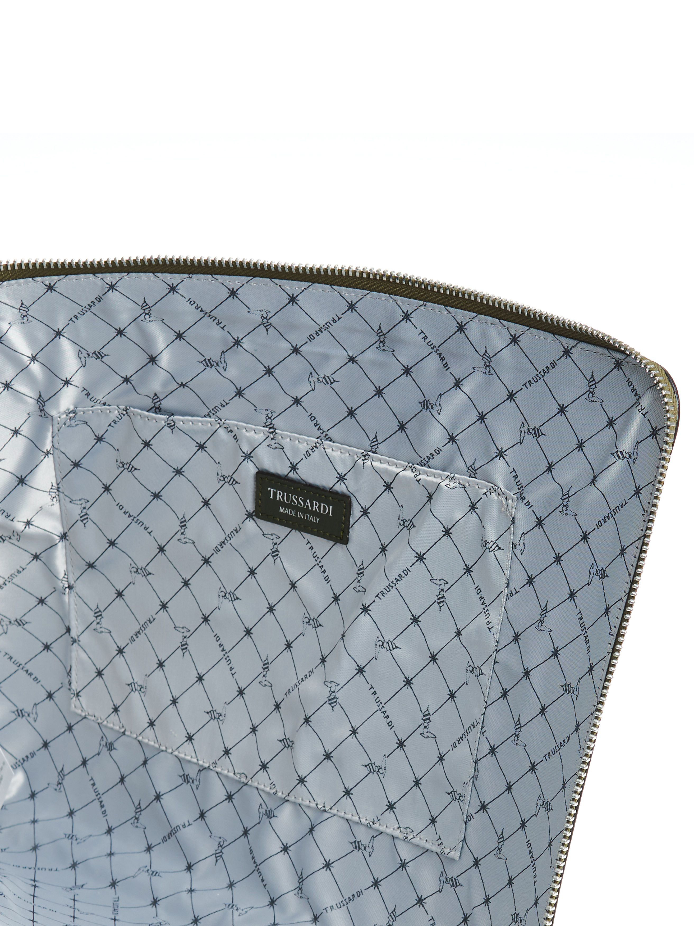 Pochette Uomo Trussardi Recycled Leather Aereo - Chiusura Zip