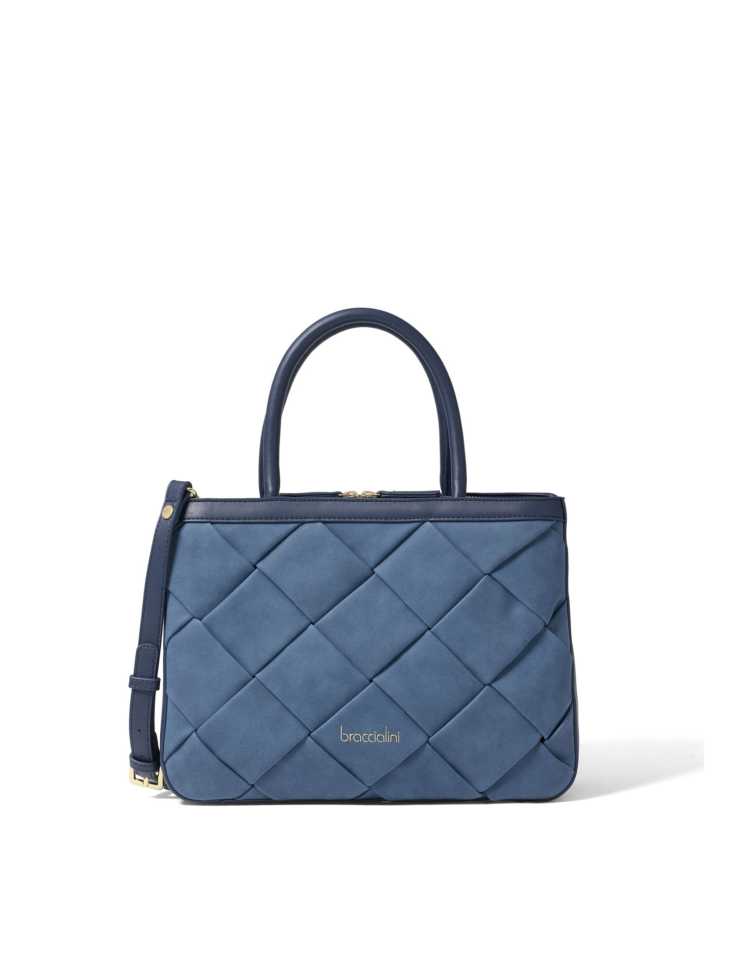 Borsa a Mano Braccialini Trapuntata con Zip - 32x24 cm Blu UNICA B17071-BLU