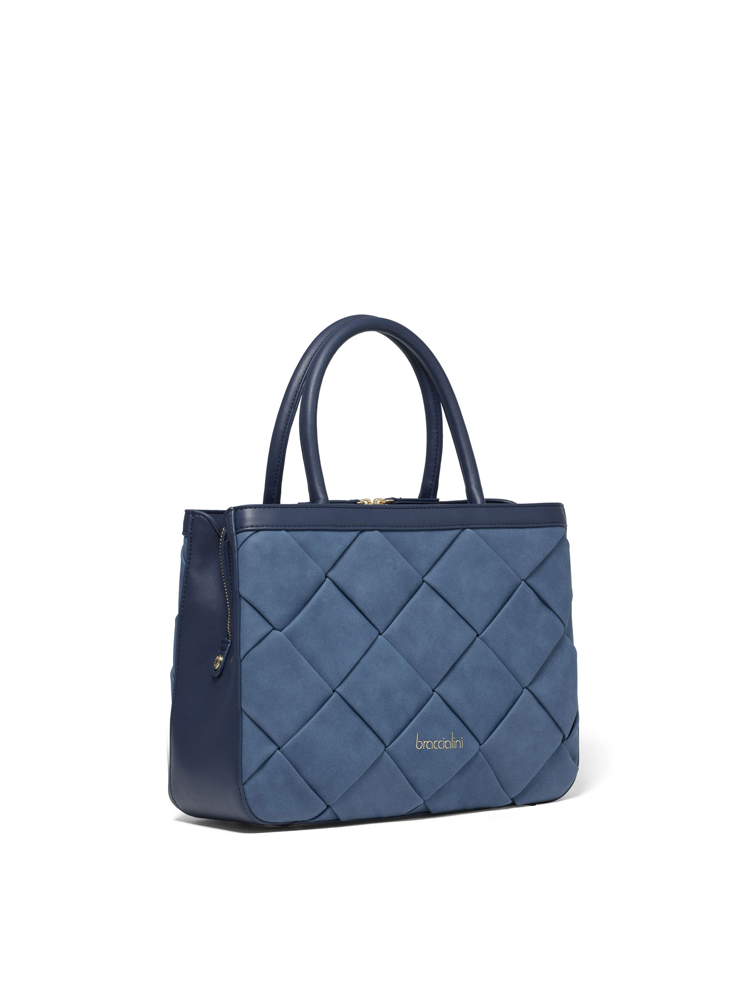 Borsa a Mano Braccialini Trapuntata con Zip - 32x24 cm Blu UNICA B17071-BLU