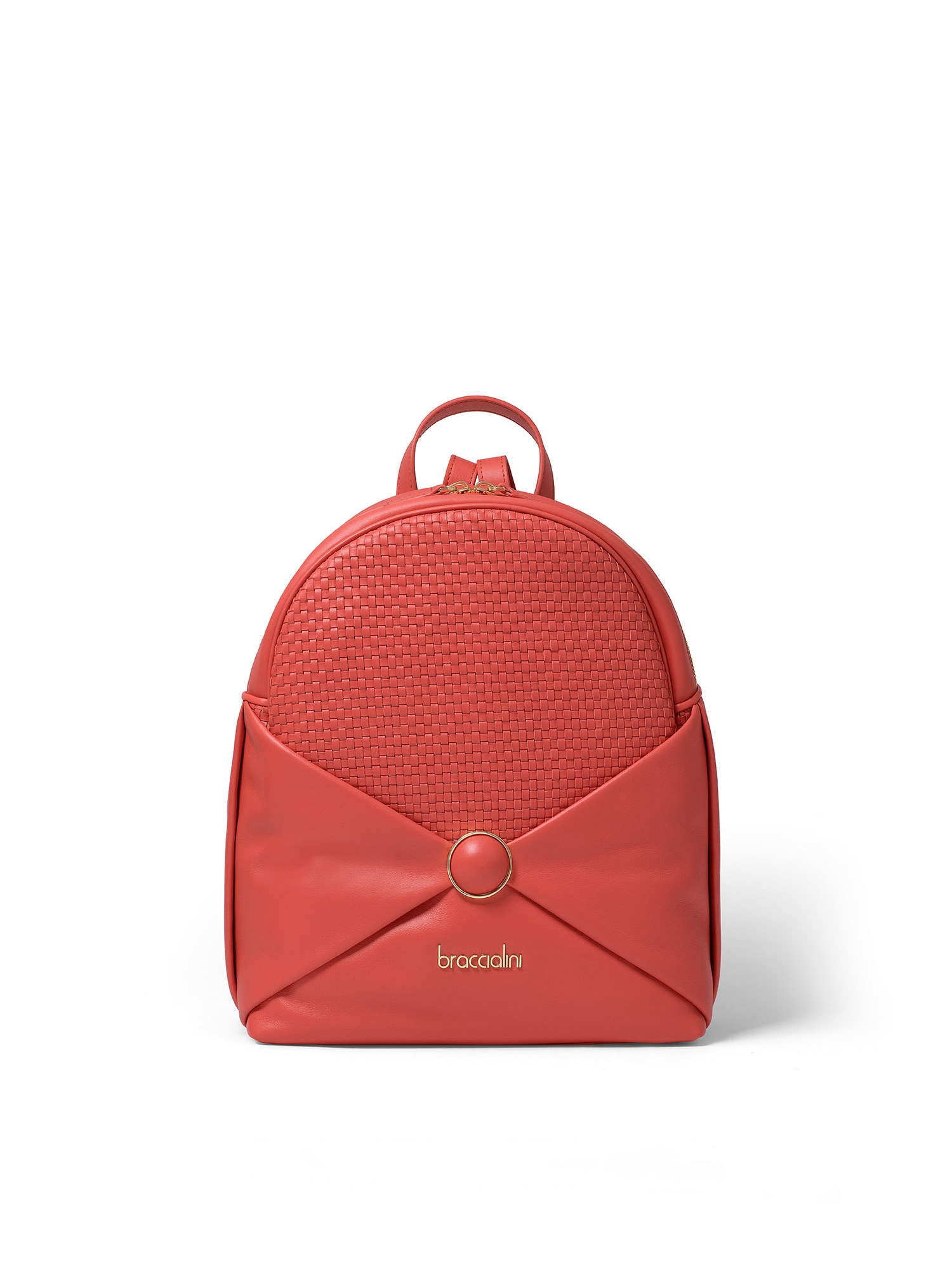 Zaino Donna Pelle Vera Braccialini - Chiusura Zip Manico in Pelle ROSSO UNICA