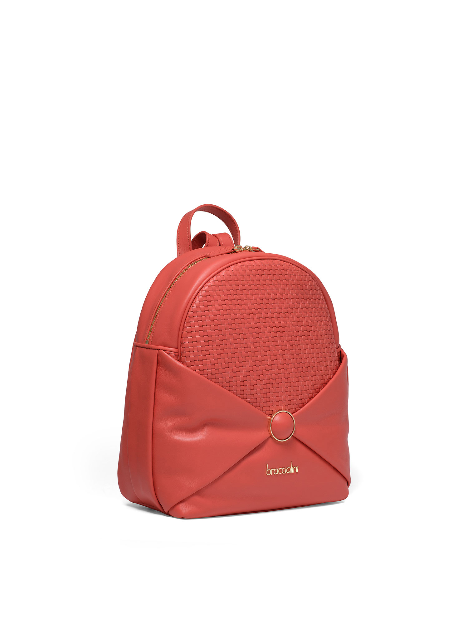 Zaino Donna Pelle Vera Braccialini - Chiusura Zip Manico in Pelle ROSSO UNICA