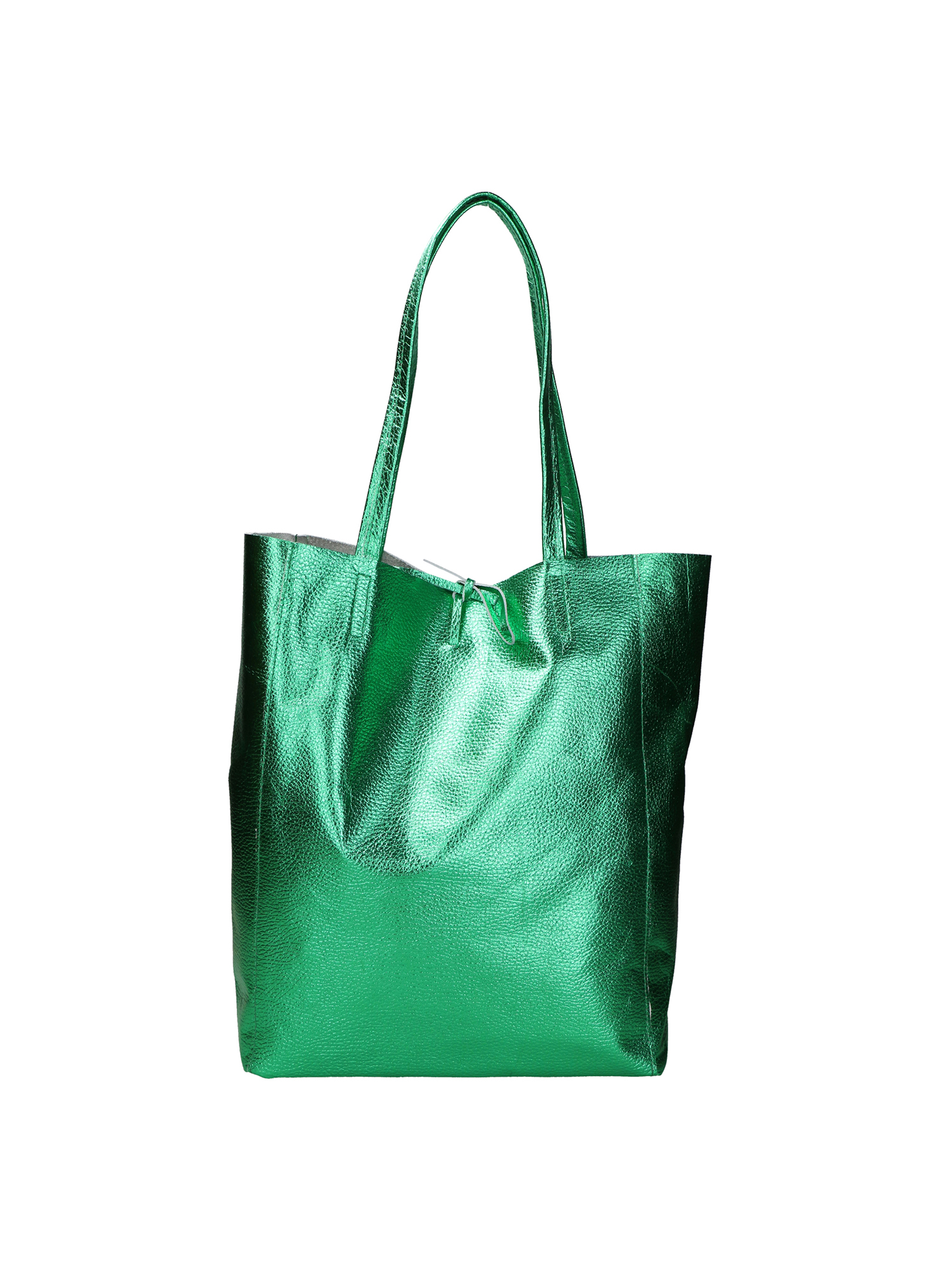 Borsa a Spalla Iride Gave Lux - Pelle Laminata Argento 40x36 cm Green UNICA