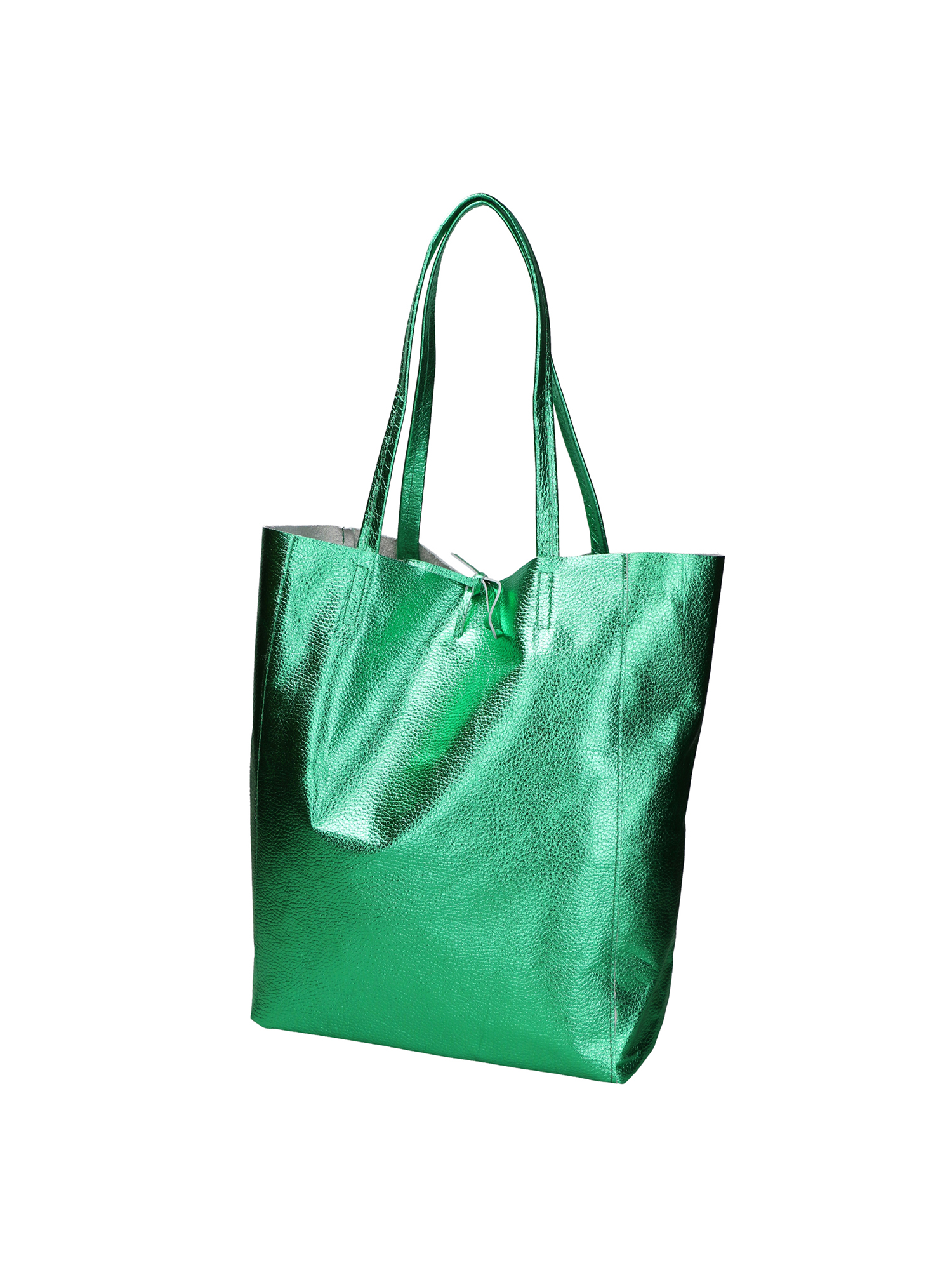 Borsa a Spalla Iride Gave Lux - Pelle Laminata Argento 40x36 cm Green UNICA