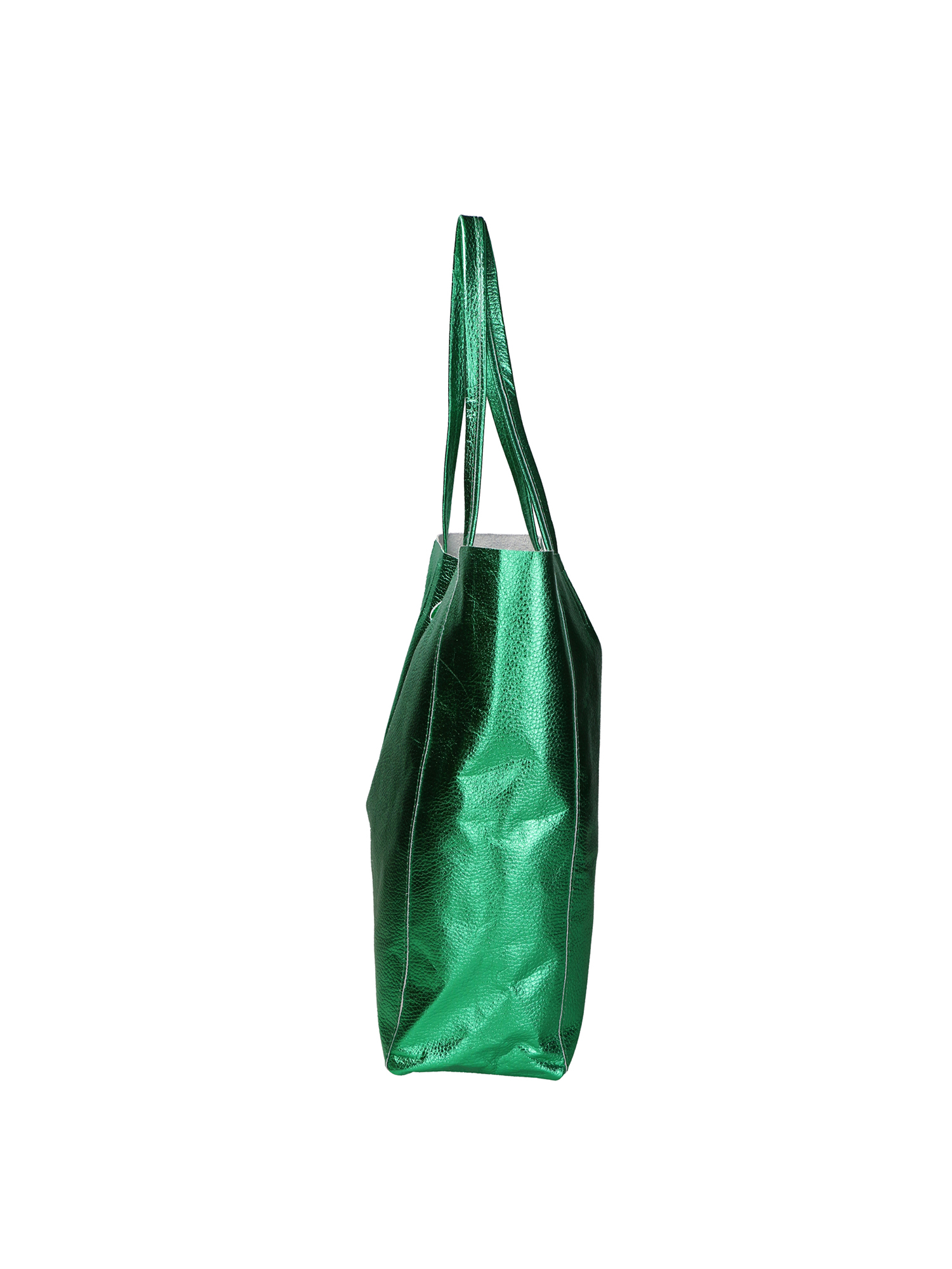 Borsa a Spalla Iride Gave Lux - Pelle Laminata Argento 40x36 cm Green UNICA