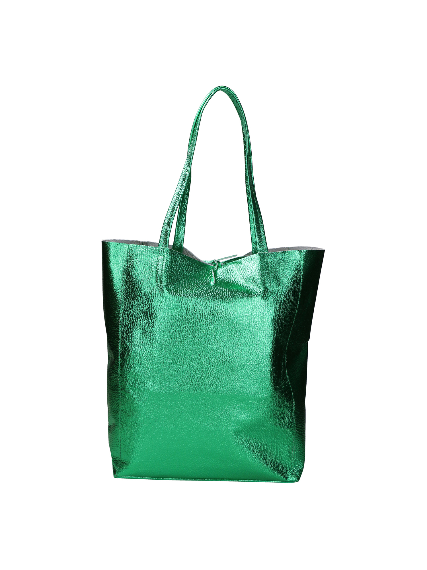 Borsa a Spalla Iride Gave Lux - Pelle Laminata Argento 40x36 cm Green UNICA
