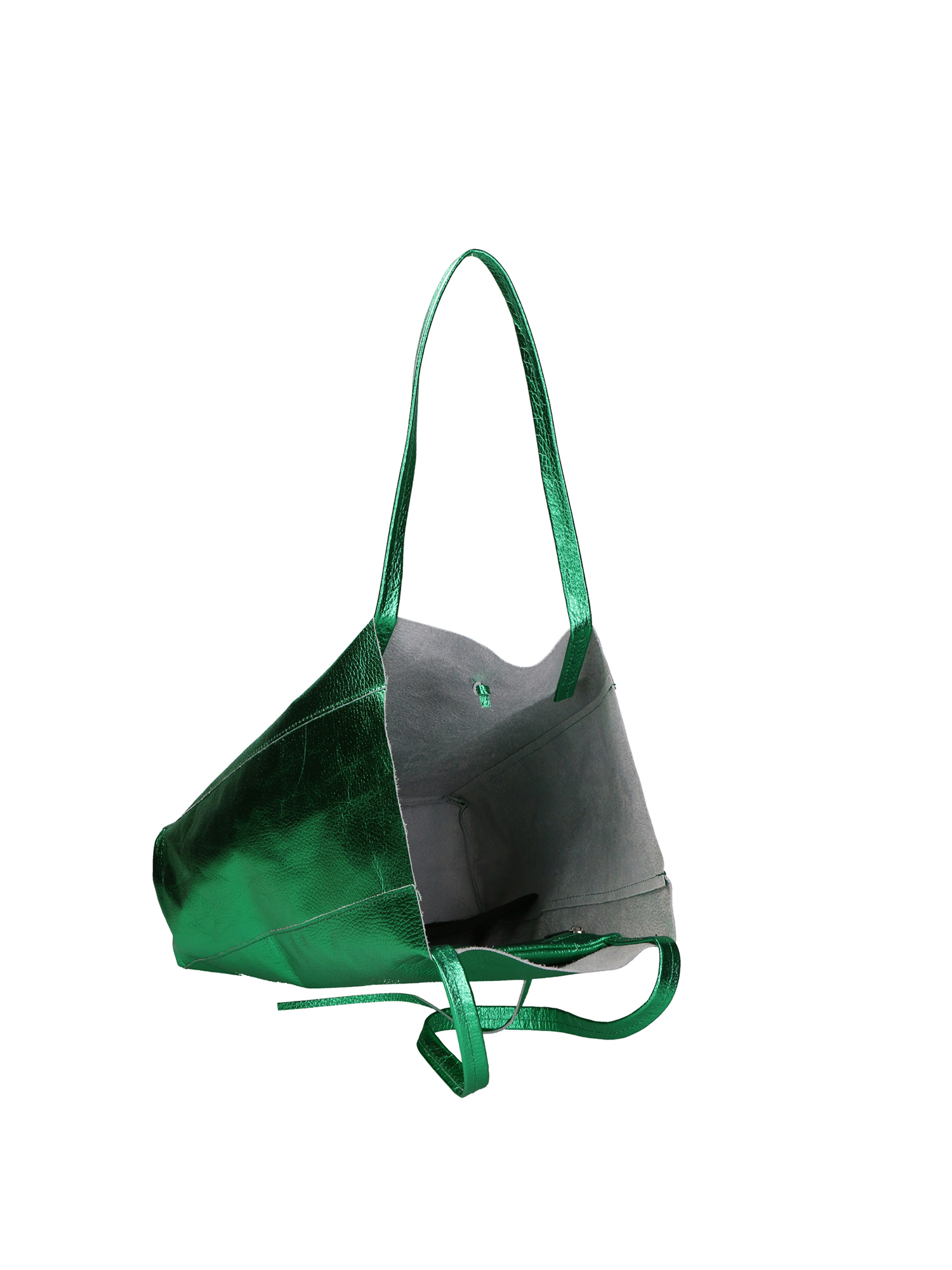 Borsa a Spalla Iride Gave Lux - Pelle Laminata Argento 40x36 cm Green UNICA