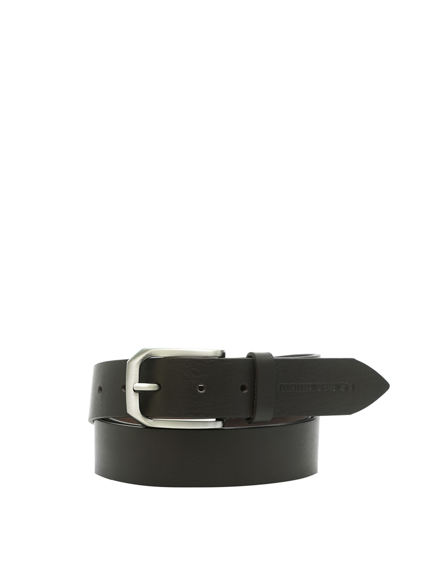 Cintura Uomo Vera Pelle Momo Design Fibbia Metallo Testa di 100cm Testa di Moro