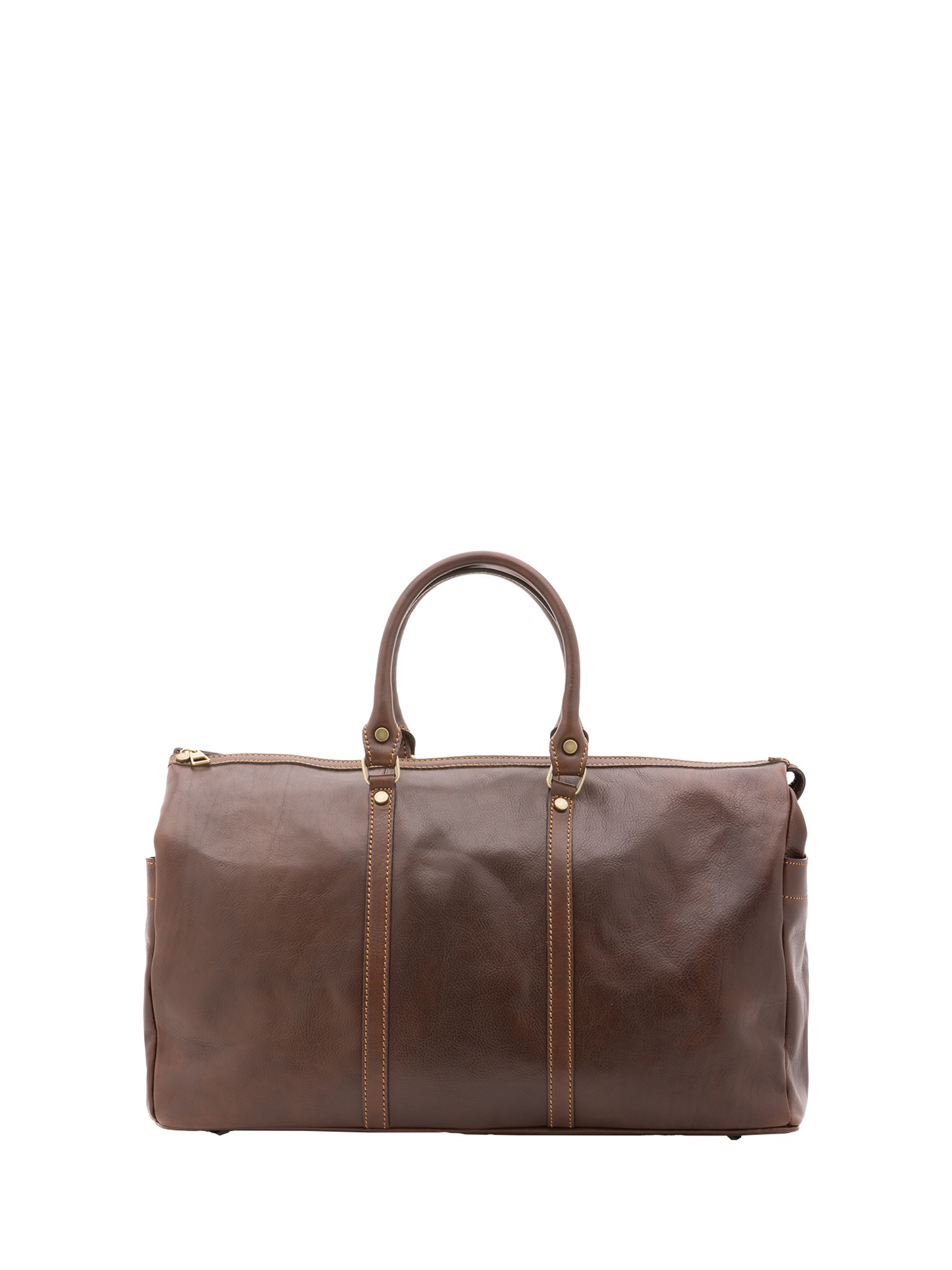 Borsa da viaggio unisex vera pelle marrone con zip - Made in Italy Dark Brown B