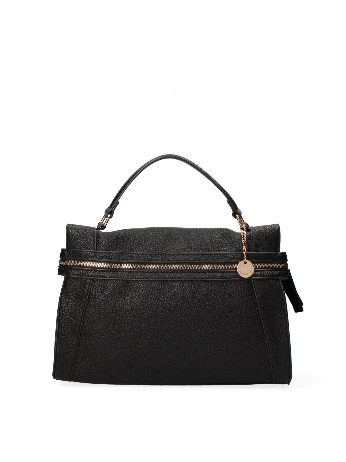 Diana & Co Firenze Borsa a Mano Donna Pelle Vegana Nera Zip Tracolla Black B