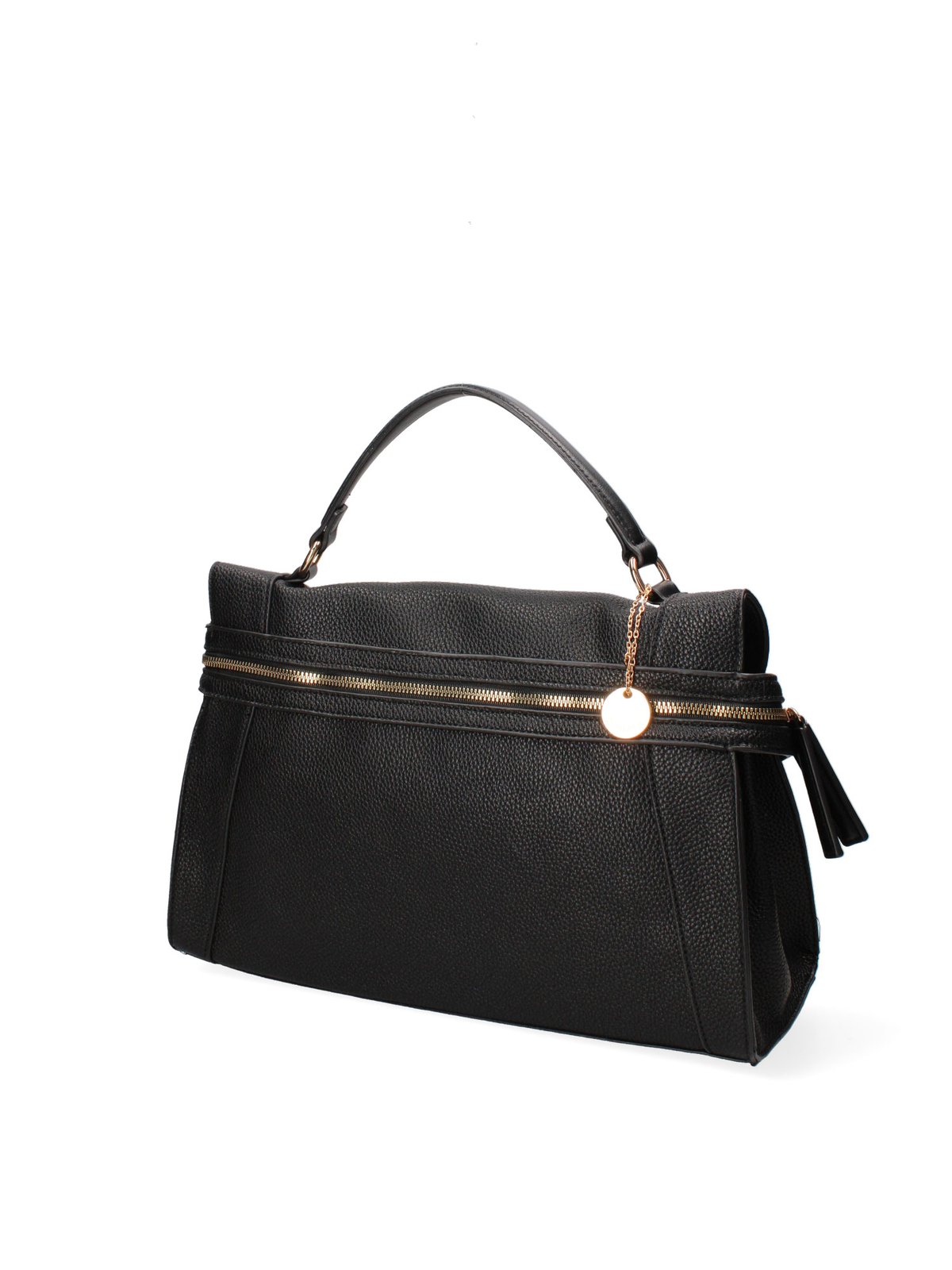 Diana & Co Firenze Borsa a Mano Donna Pelle Vegana Nera Zip Tracolla Black B